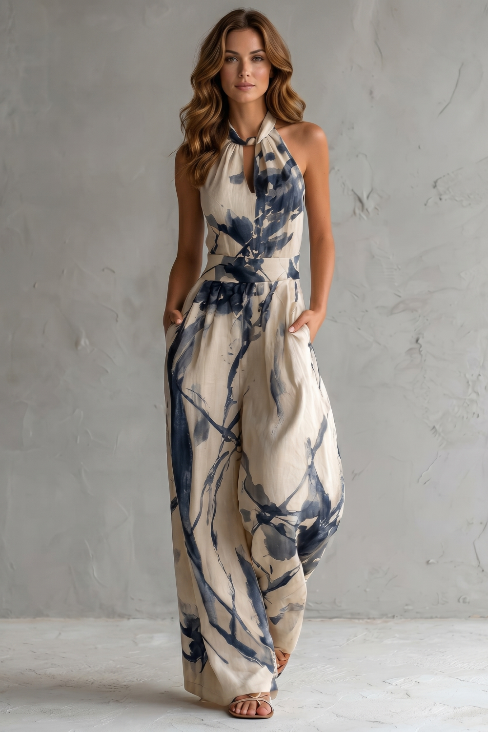 Aquarelle – Estampa artística em aquarela – Macacão pantalona