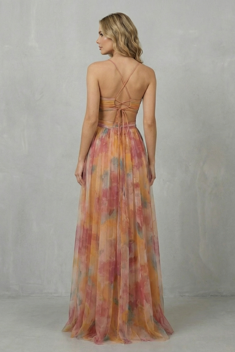 Aurellia – Romance aquarela – Vestido longo sem manga