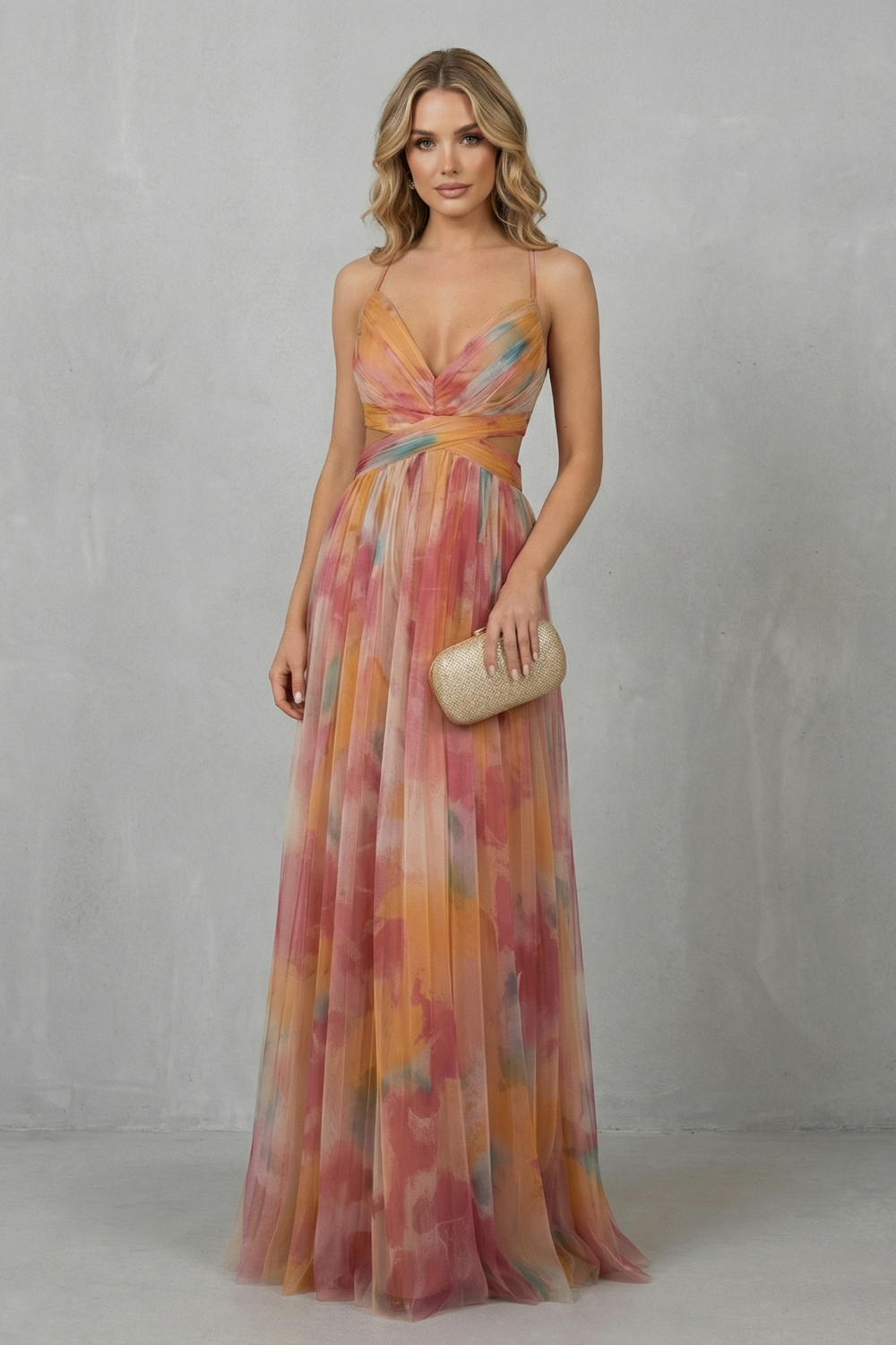 Aurellia – Romance aquarela – Vestido longo sem manga