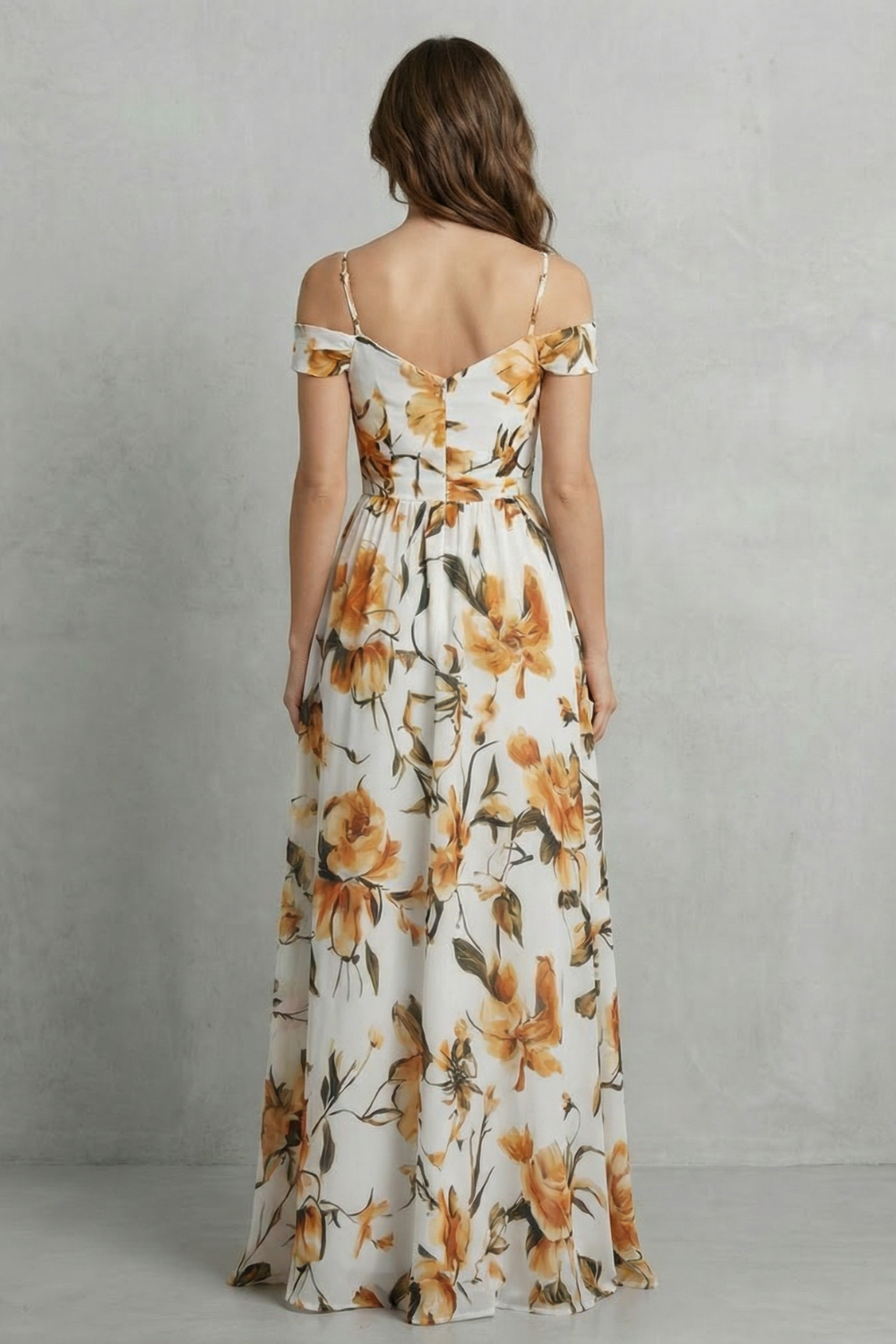 Aurielle – Graça floral ombro a ombro – Vestido longo