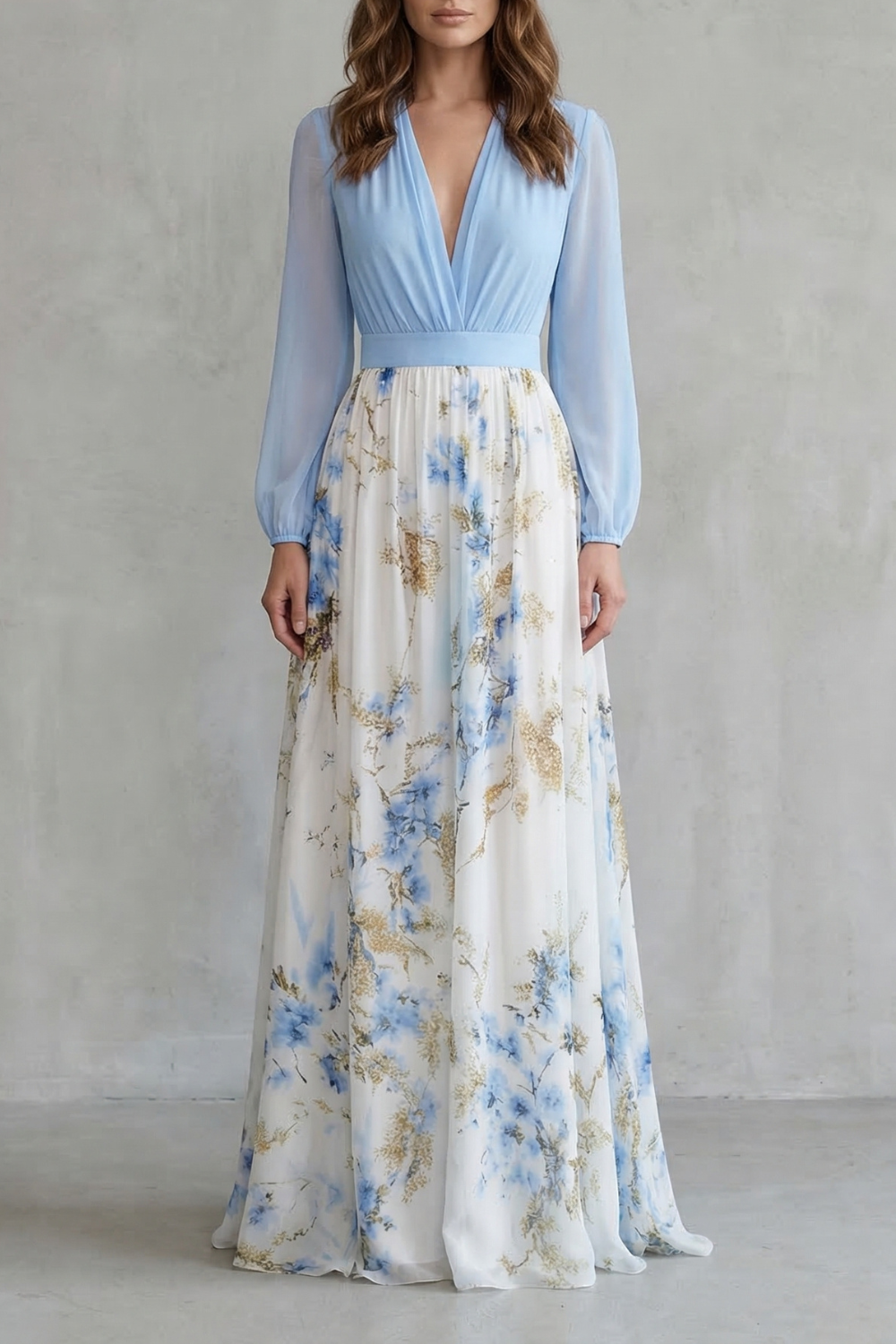 Avelisse – Fluidez romântica – Vestido longo floral