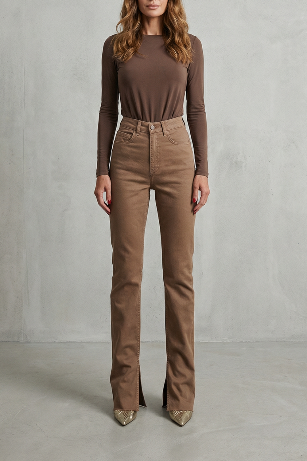 Carmelisse – Cintura alta sculpted – Calça jeans flare