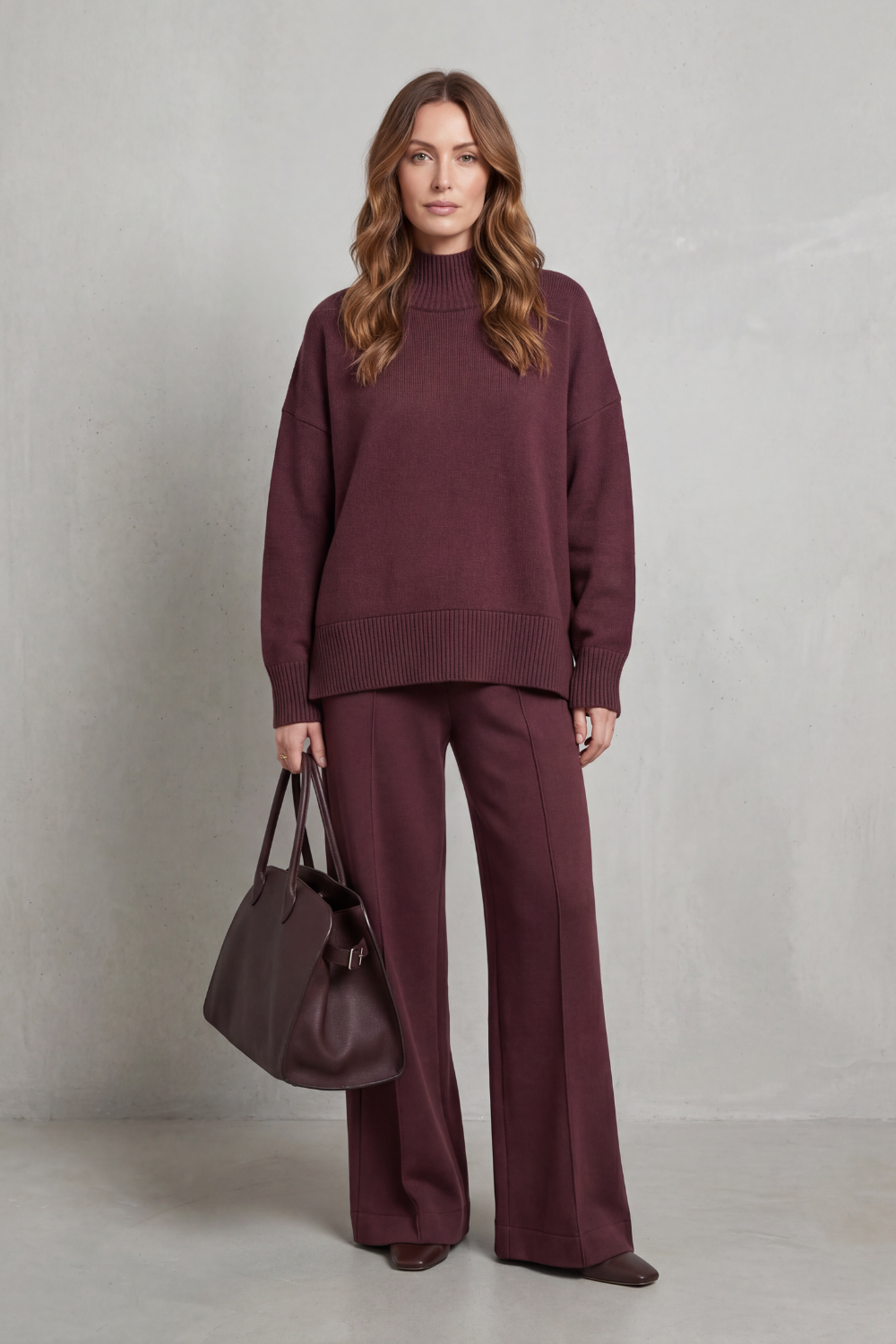 Casavella – Charme de gola dobrada – Conjunto de malha lounge
