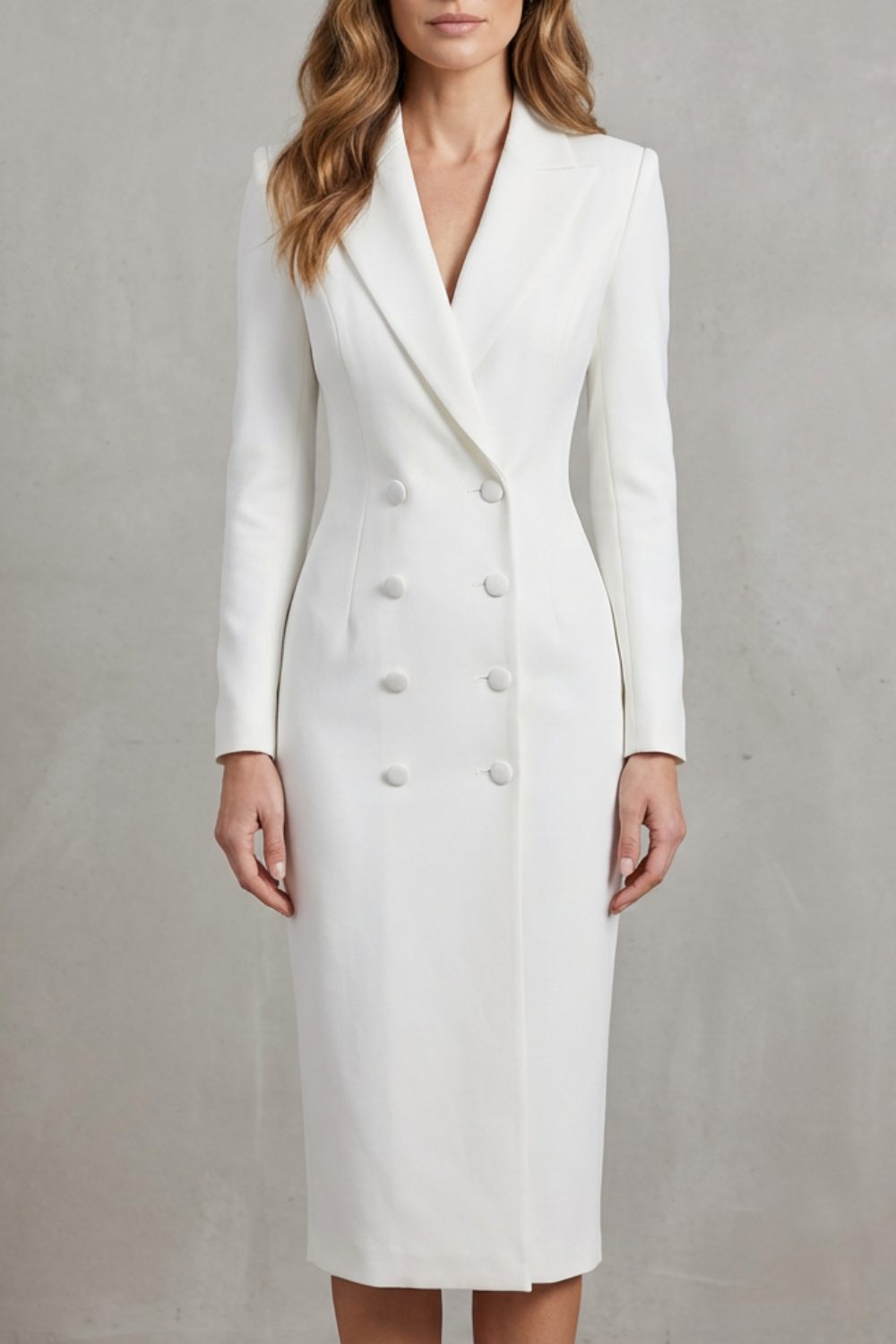 Celeste – Vestido Blazer Transpassado Duplo – Elegância Executiva para um Look de Poder
