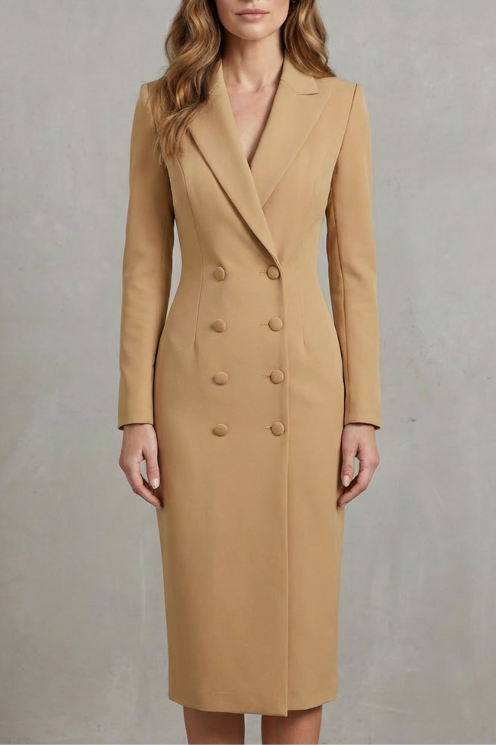 Celeste – Vestido Blazer Transpassado Duplo – Elegância Executiva para um Look de Poder