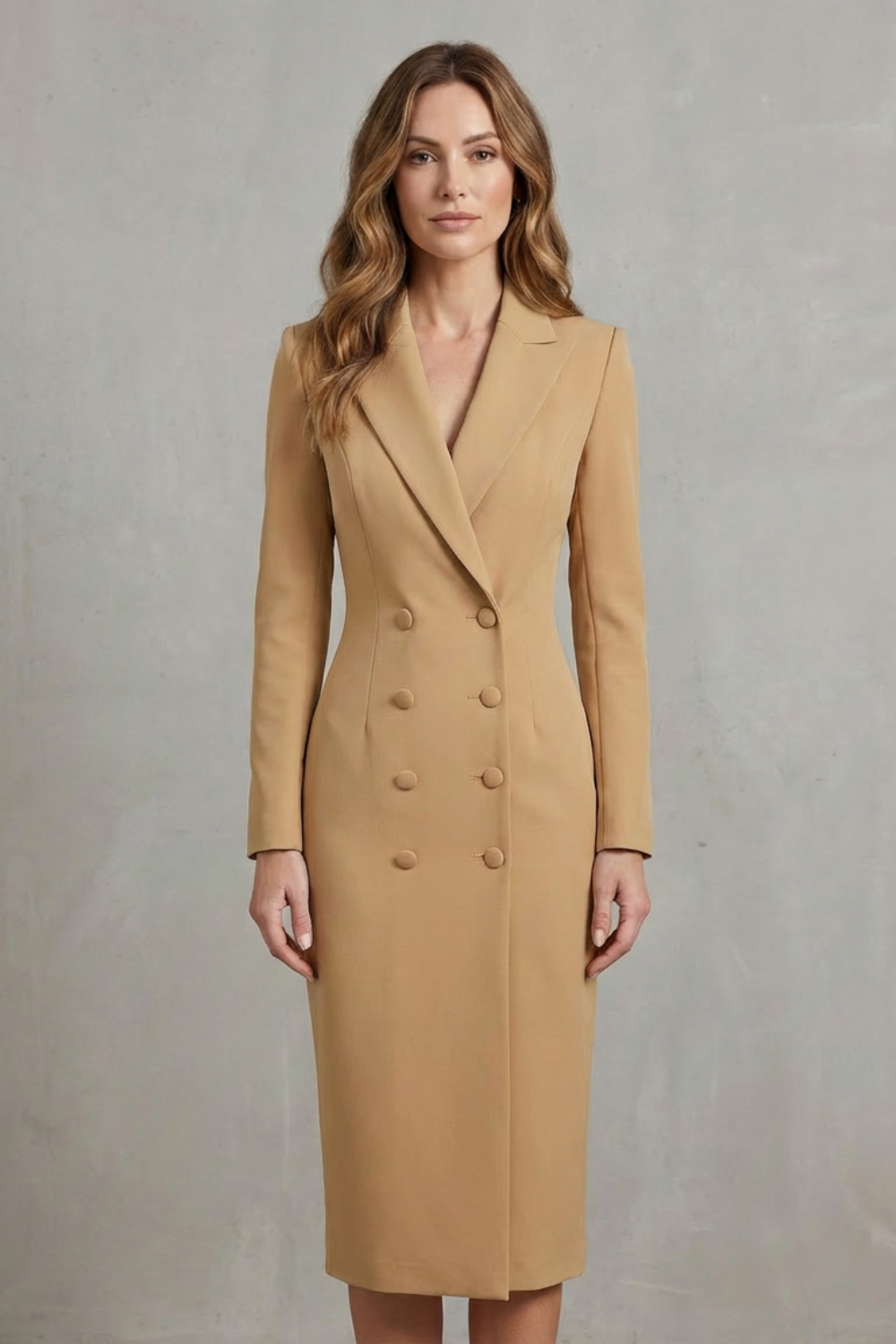 Celeste – Vestido Blazer Transpassado Duplo – Elegância Executiva para um Look de Poder