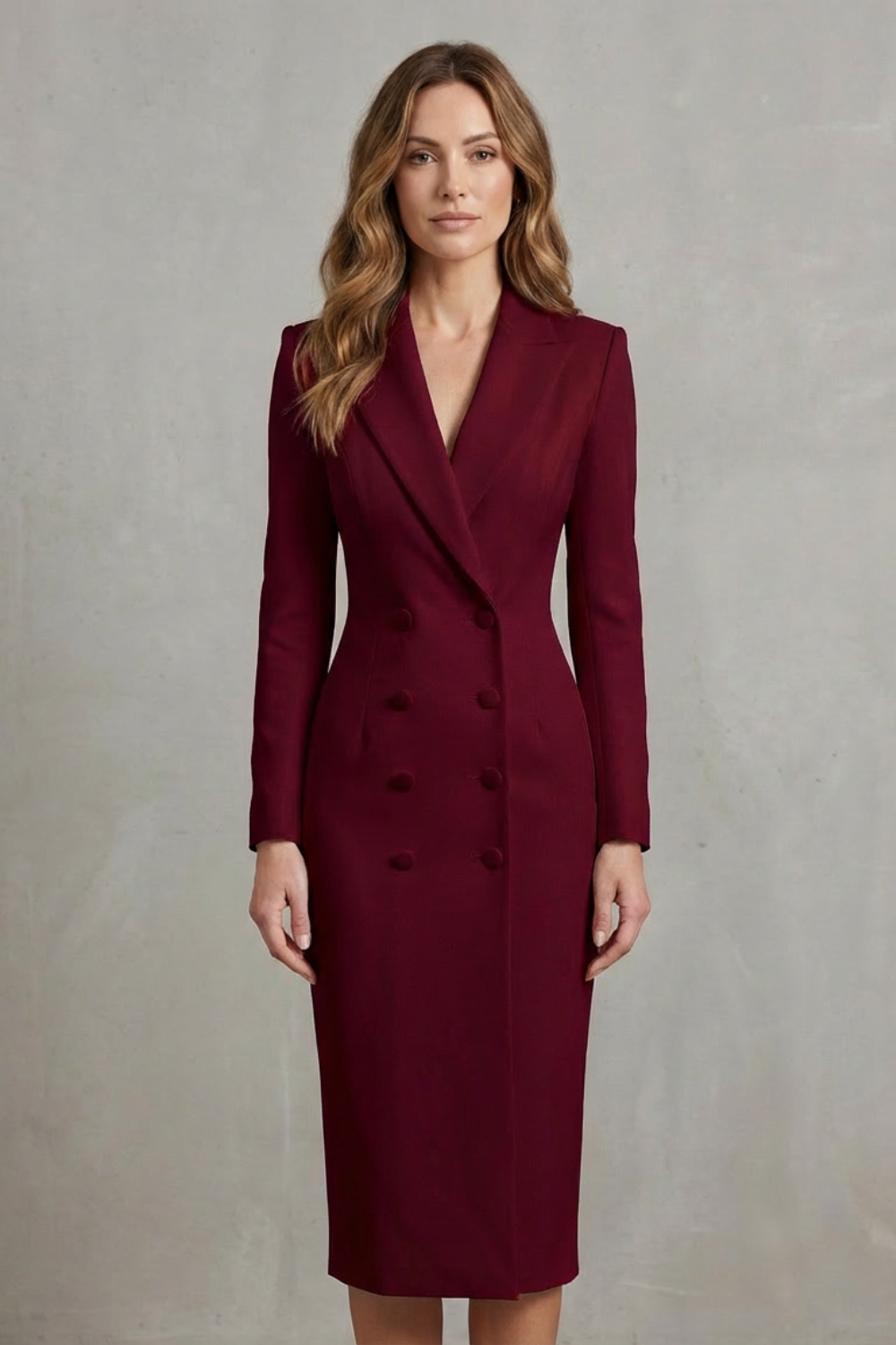 Celeste – Vestido Blazer Transpassado Duplo – Elegância Executiva para um Look de Poder