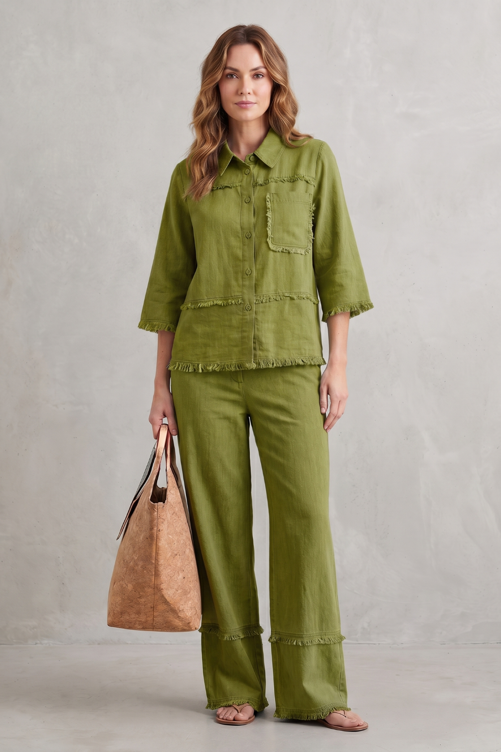 Celestine – Estilo linho relaxado – Conjunto com calça