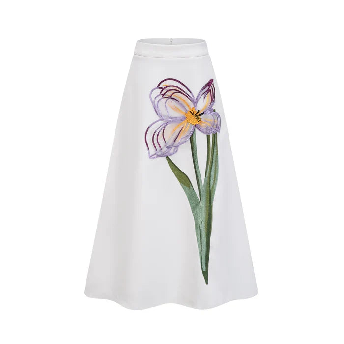 Conjunto Cropped e Saia Midi Estampa Floral - Florayne