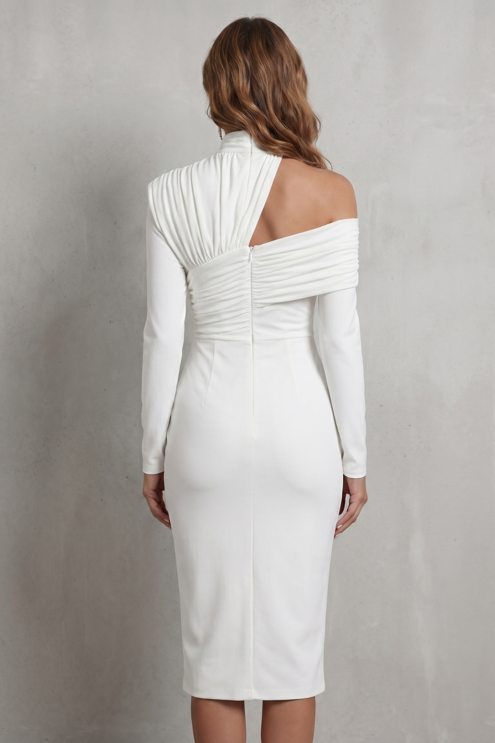 Élarise – Elegância de alta-costura drapeada – Vestido midi