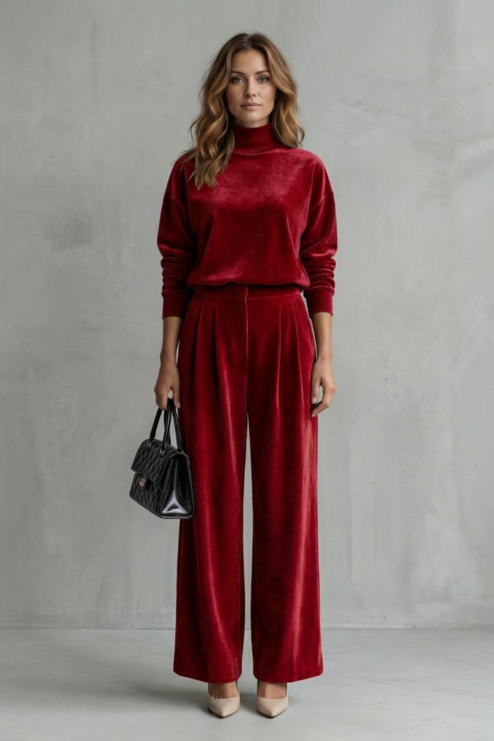Élianne – Elegância Luxuosa em Velour – Conjunto Lounge de Duas Peças