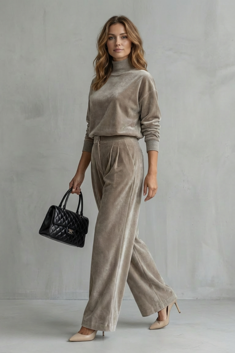 Élianne – Elegância Luxuosa em Velour – Conjunto Lounge de Duas Peças