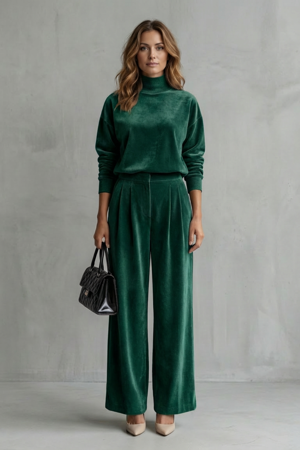Élianne – Elegância Luxuosa em Velour – Conjunto Lounge de Duas Peças