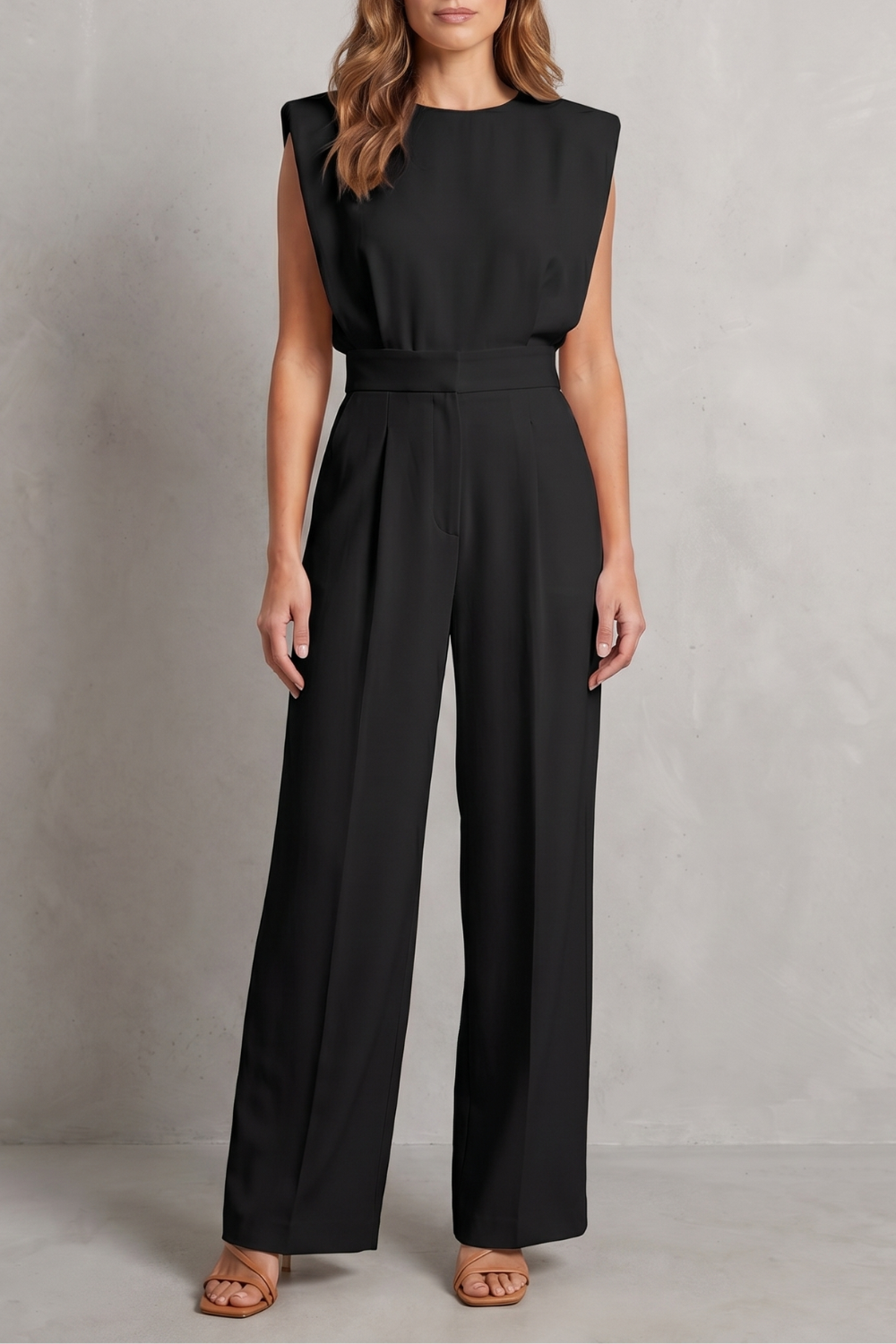 Elivra – Elegância alfaiataria minimalista – Macacão pantalona