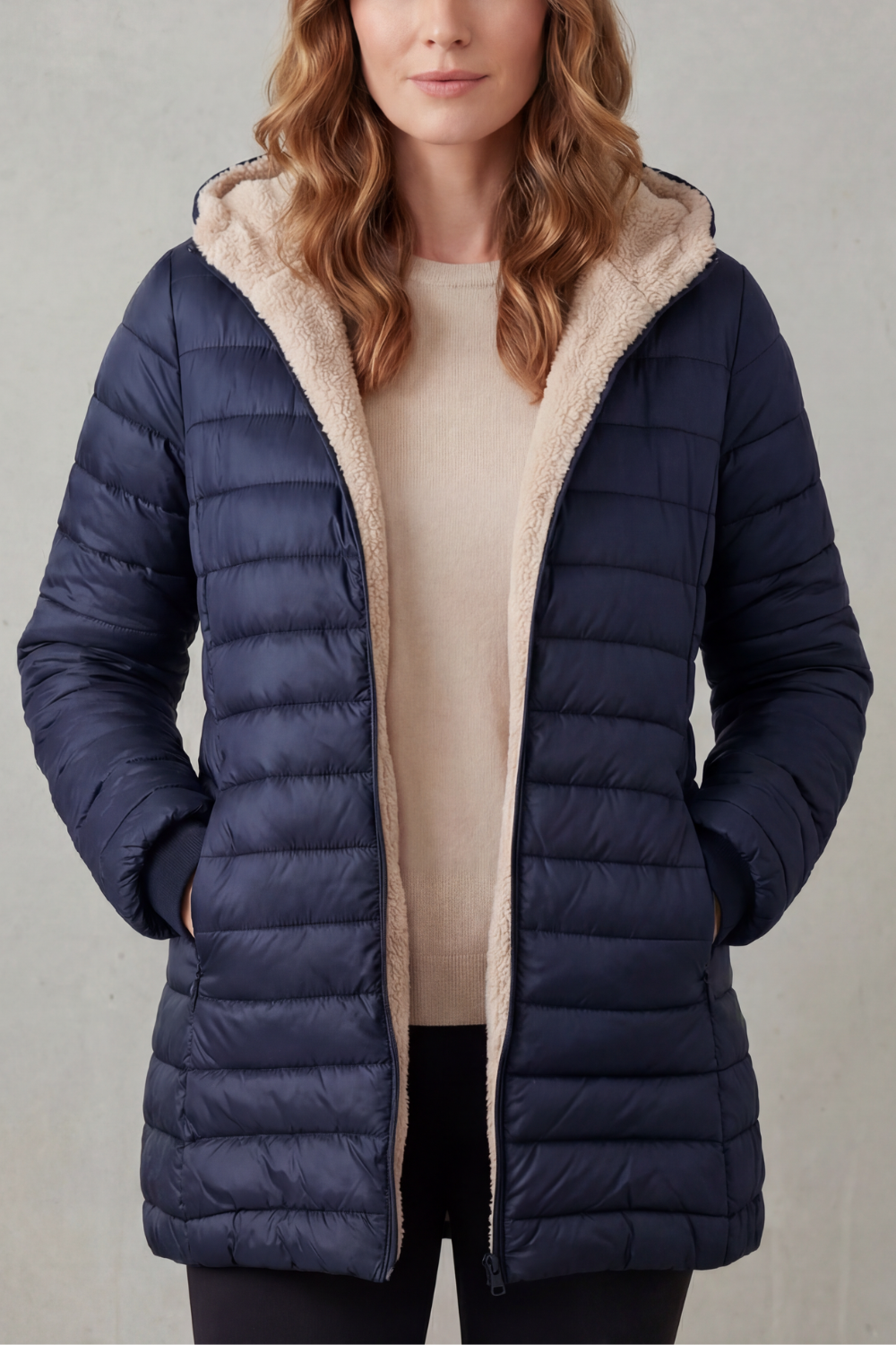 Ellavue – Conforto com forro sherpa – Jaqueta puffer com capuz
