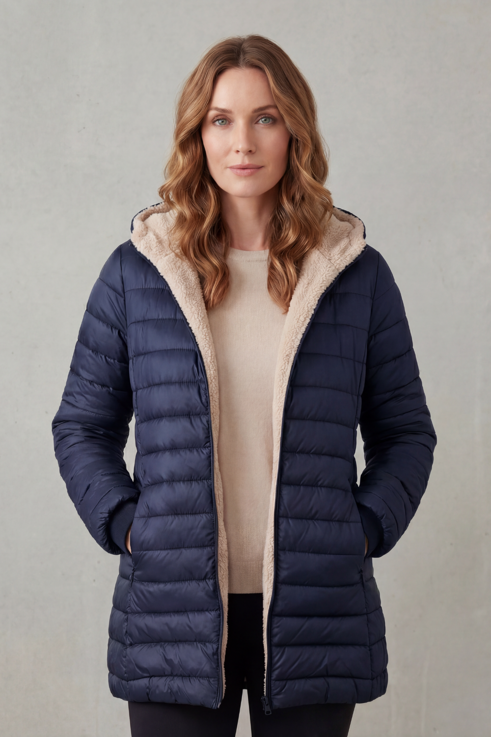 Ellavue – Conforto com forro sherpa – Jaqueta puffer com capuz