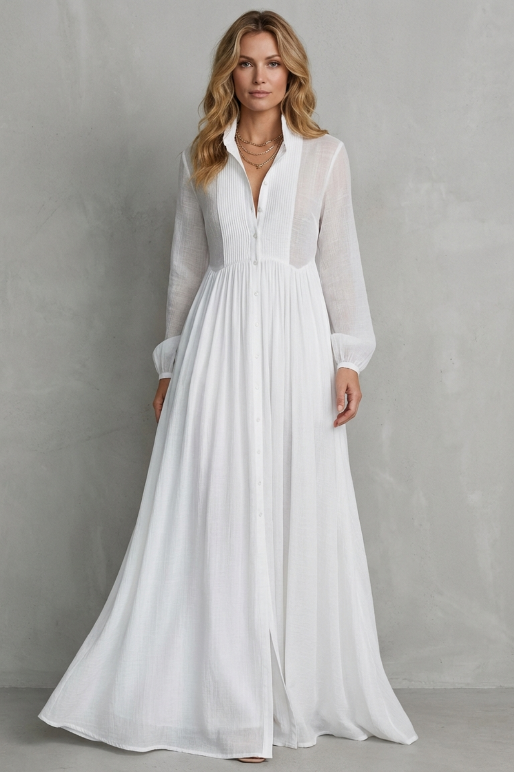 Élodie – Vestido Longo Plissado com Inspiração Francesa – Elegância Descontraída para as Férias