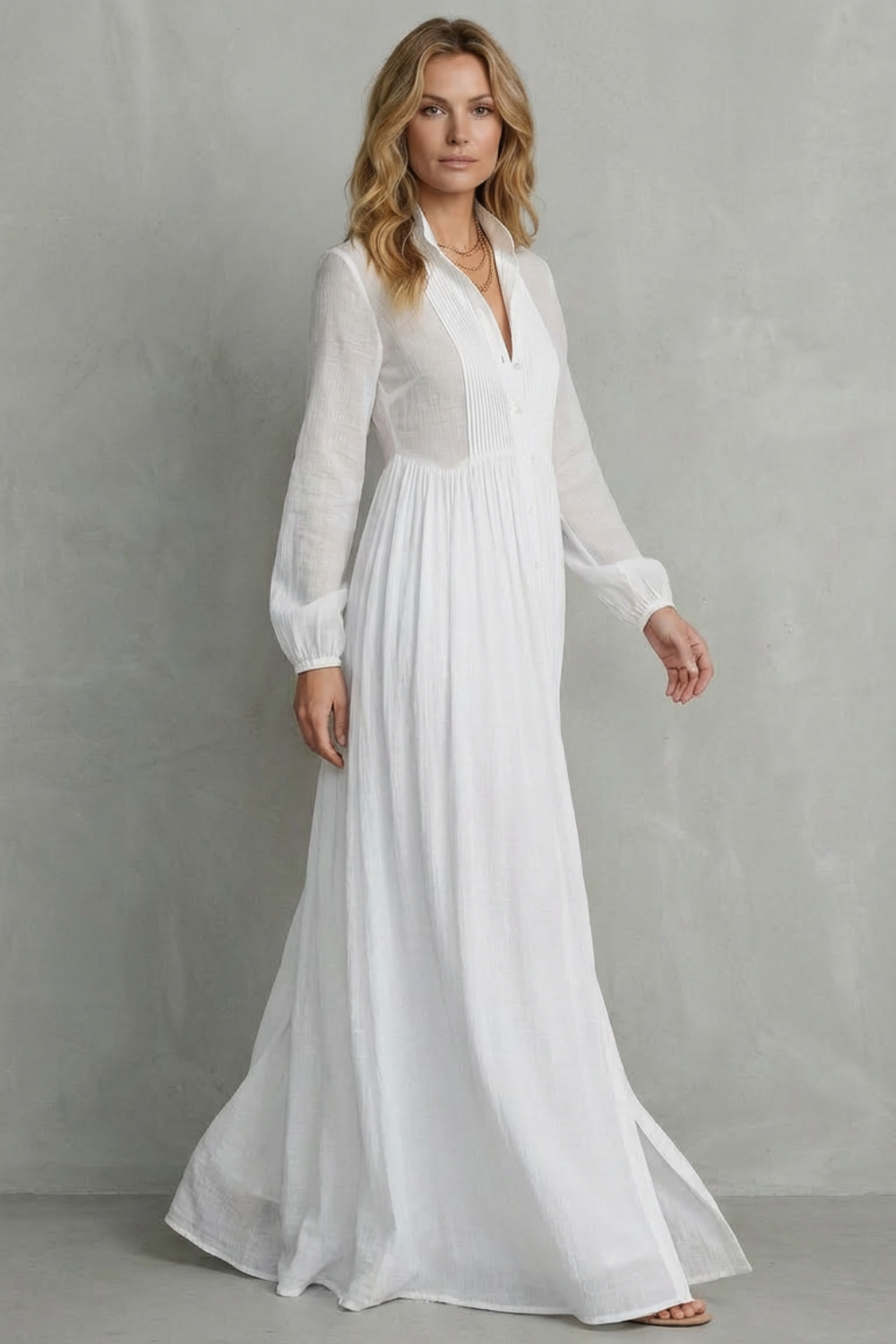 Élodie – Vestido Longo Plissado com Inspiração Francesa – Elegância Descontraída para as Férias