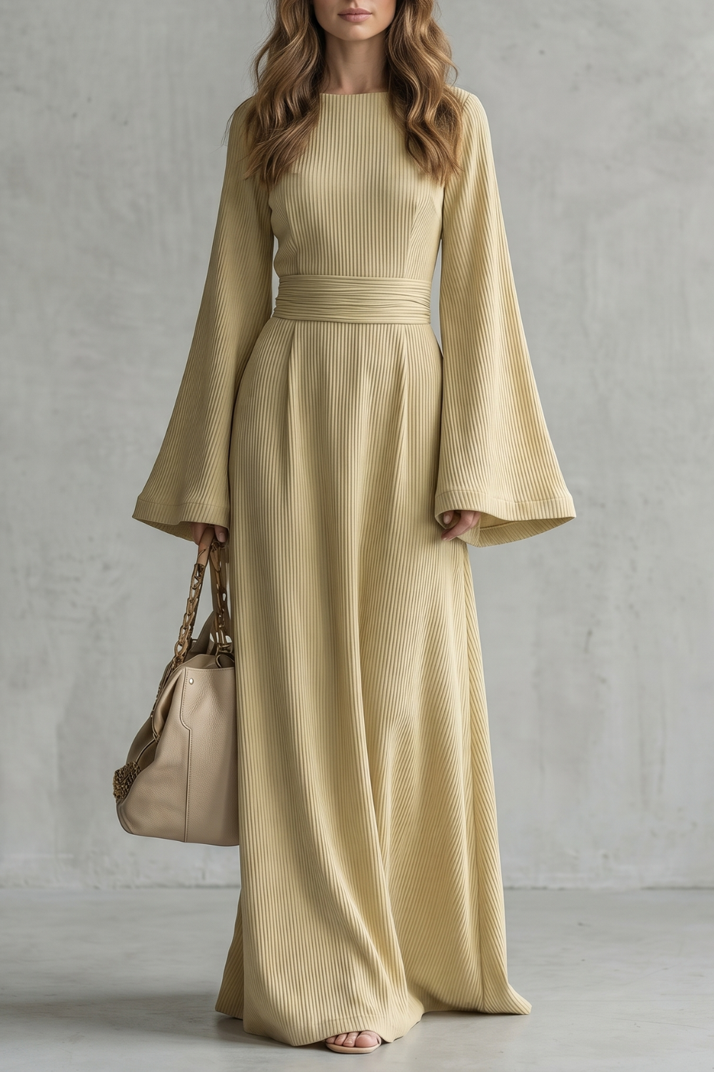 Elowen – Elegância plissada e graciosa – Vestido maxi
