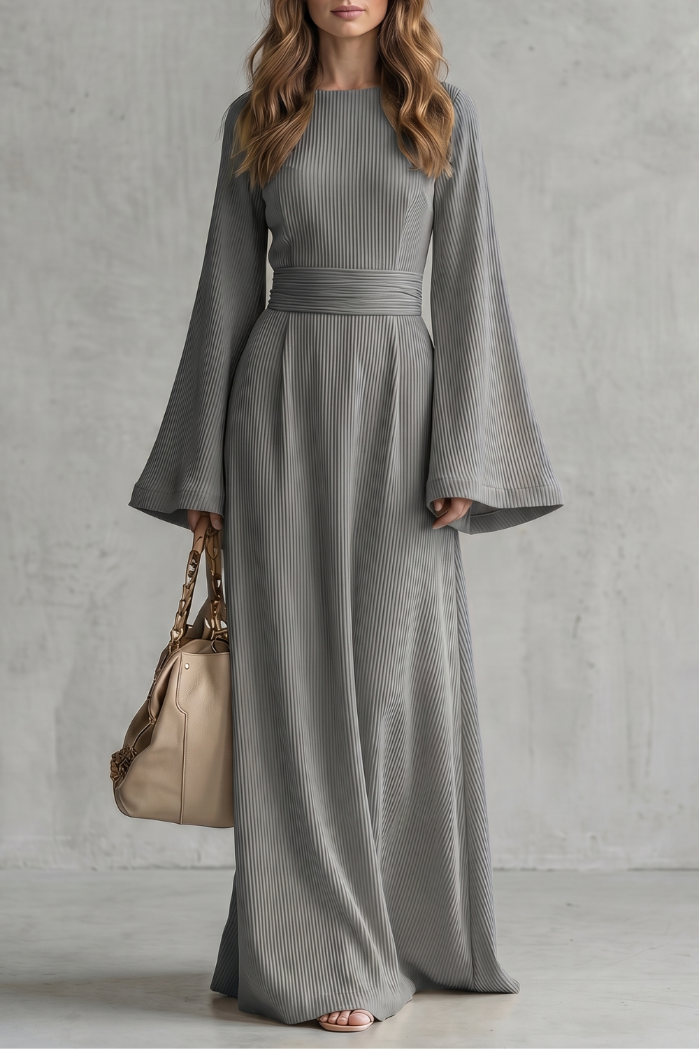 Elowen – Elegância plissada e graciosa – Vestido maxi