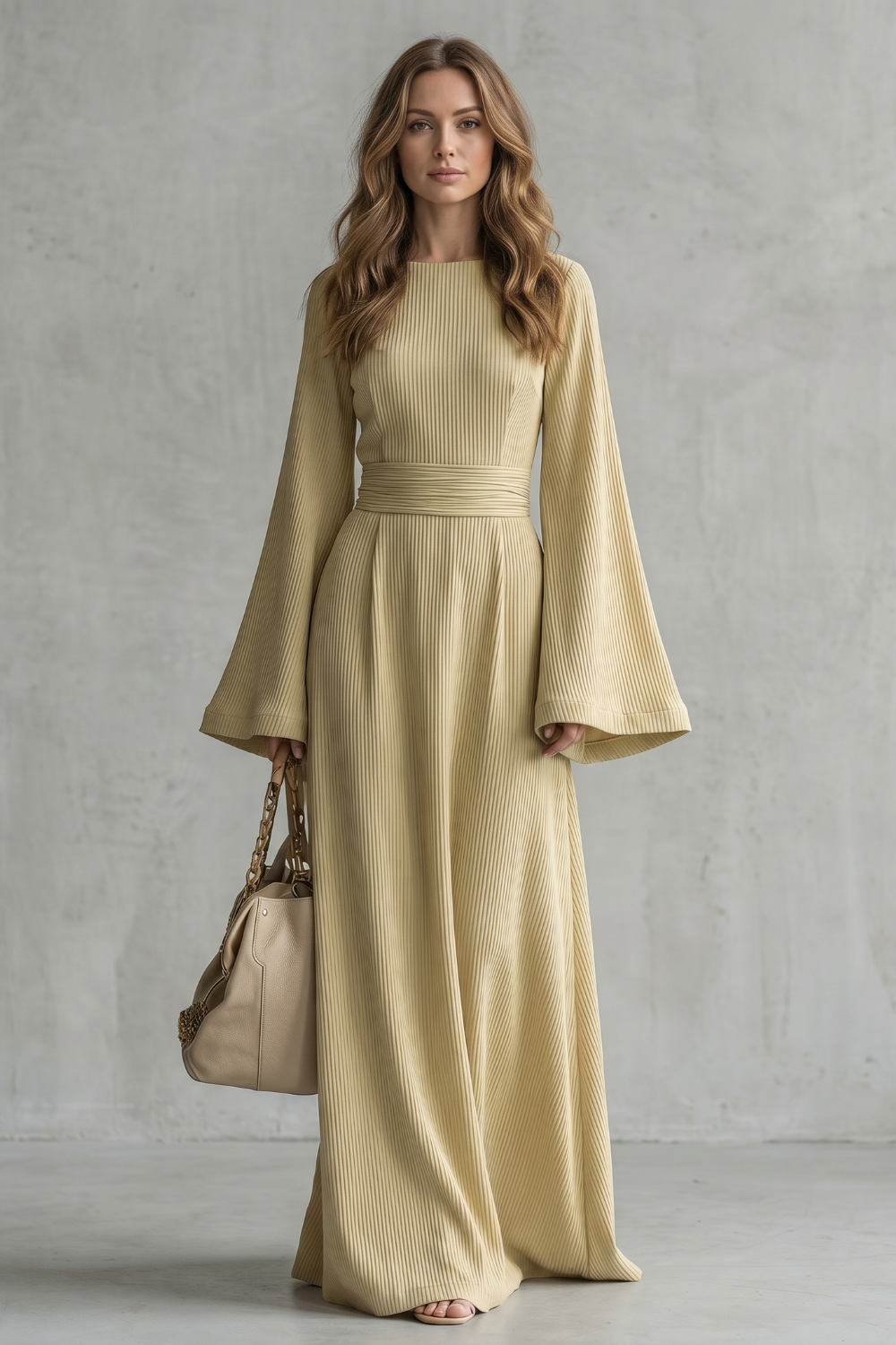 Elowen – Elegância plissada e graciosa – Vestido maxi