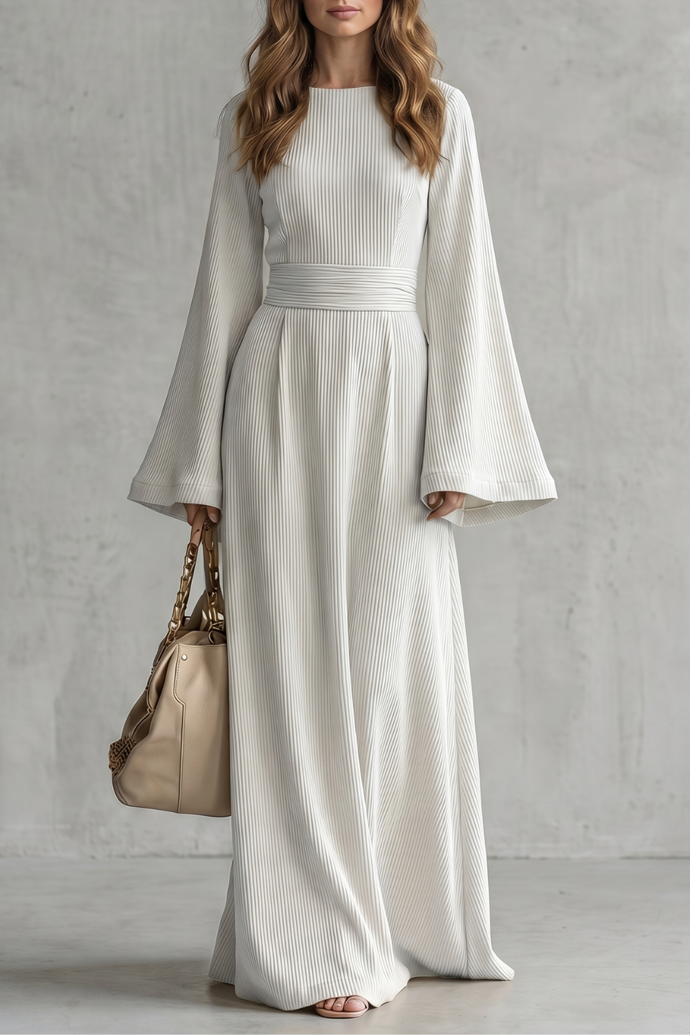 Elowen – Elegância plissada e graciosa – Vestido maxi