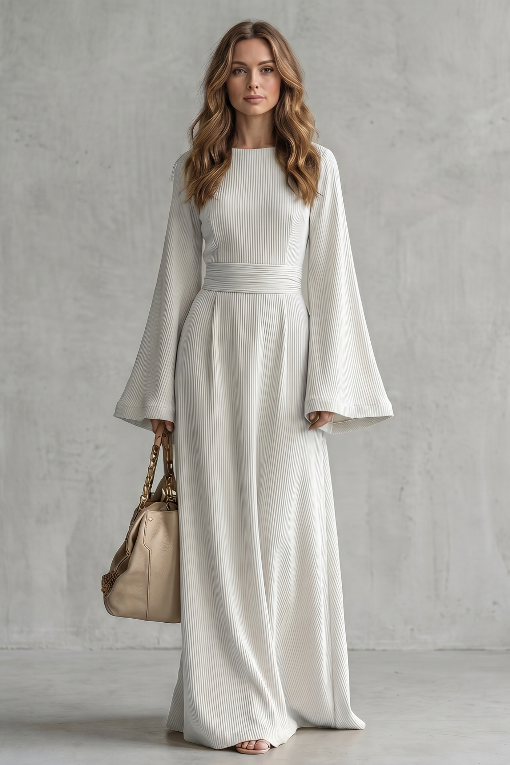 Elowen – Elegância plissada e graciosa – Vestido maxi