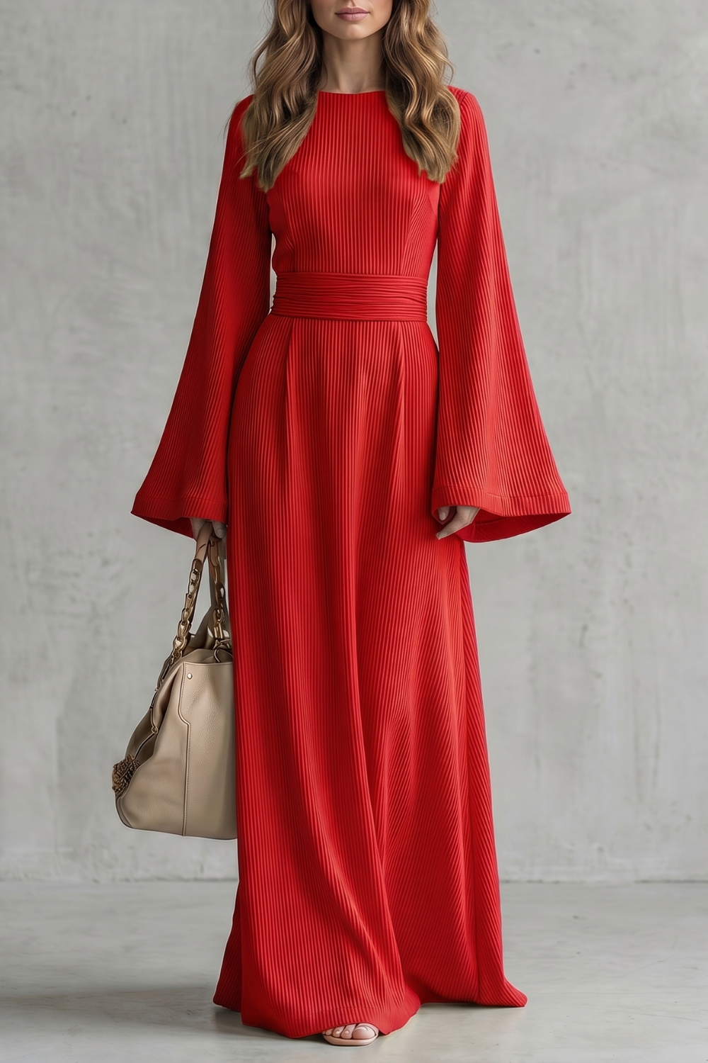 Elowen – Elegância plissada e graciosa – Vestido maxi