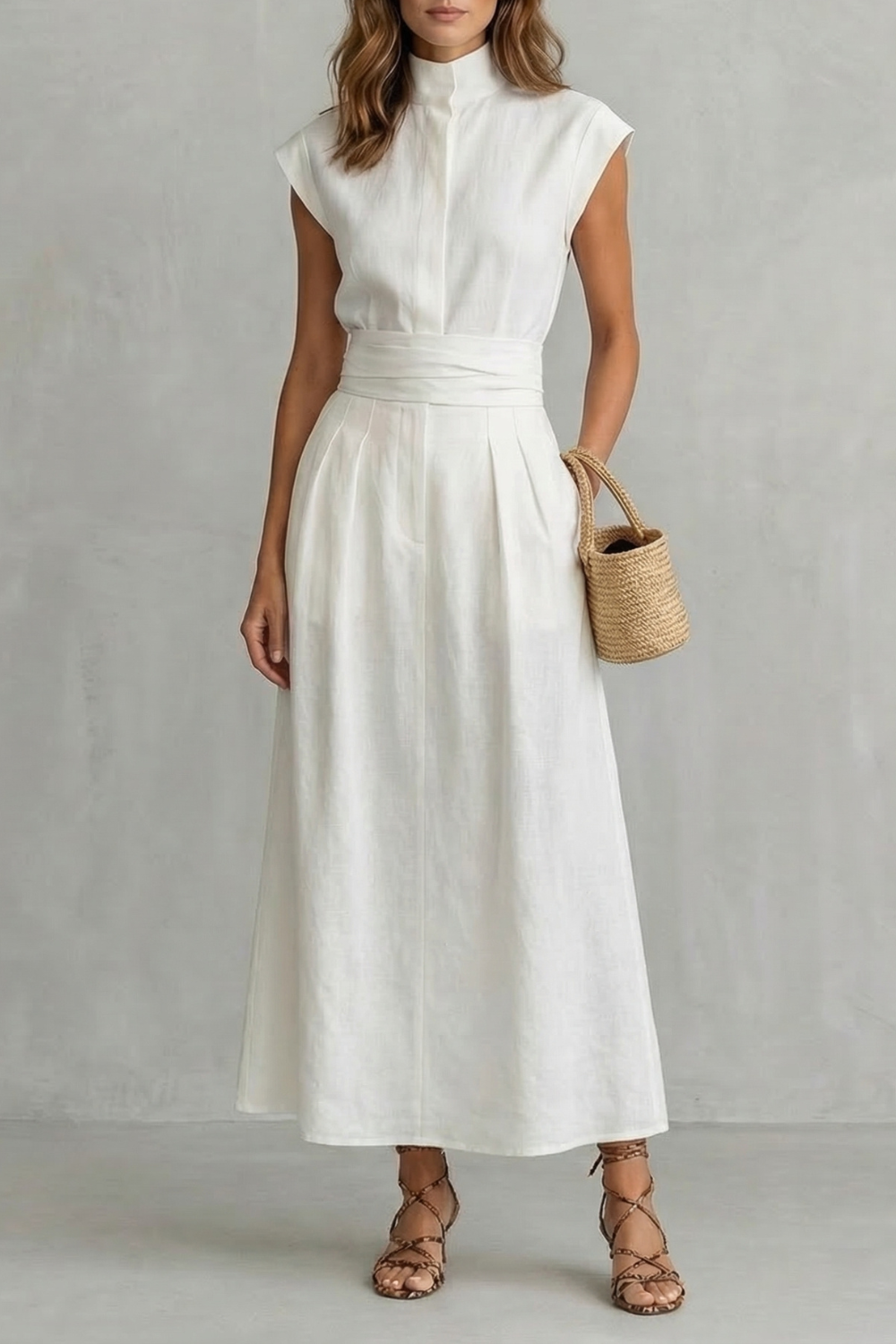 Elvarenne – Detalhe de cintura refinado – Vestido longo
