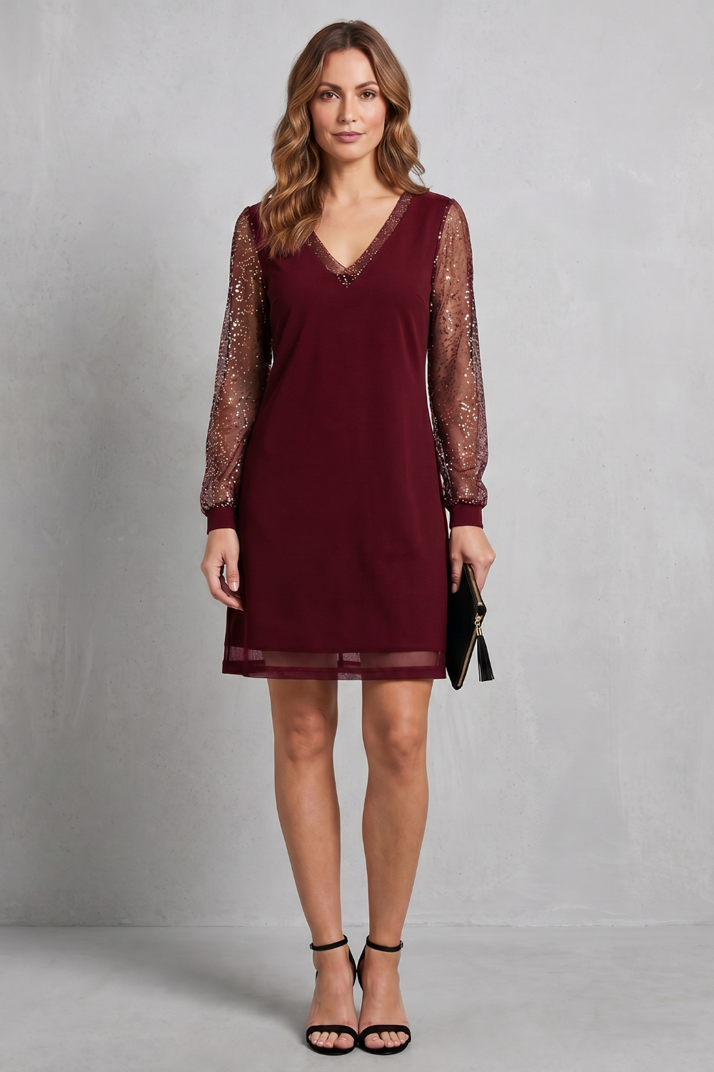 Étoilenne – Manga transparente com brilho – Vestido mini