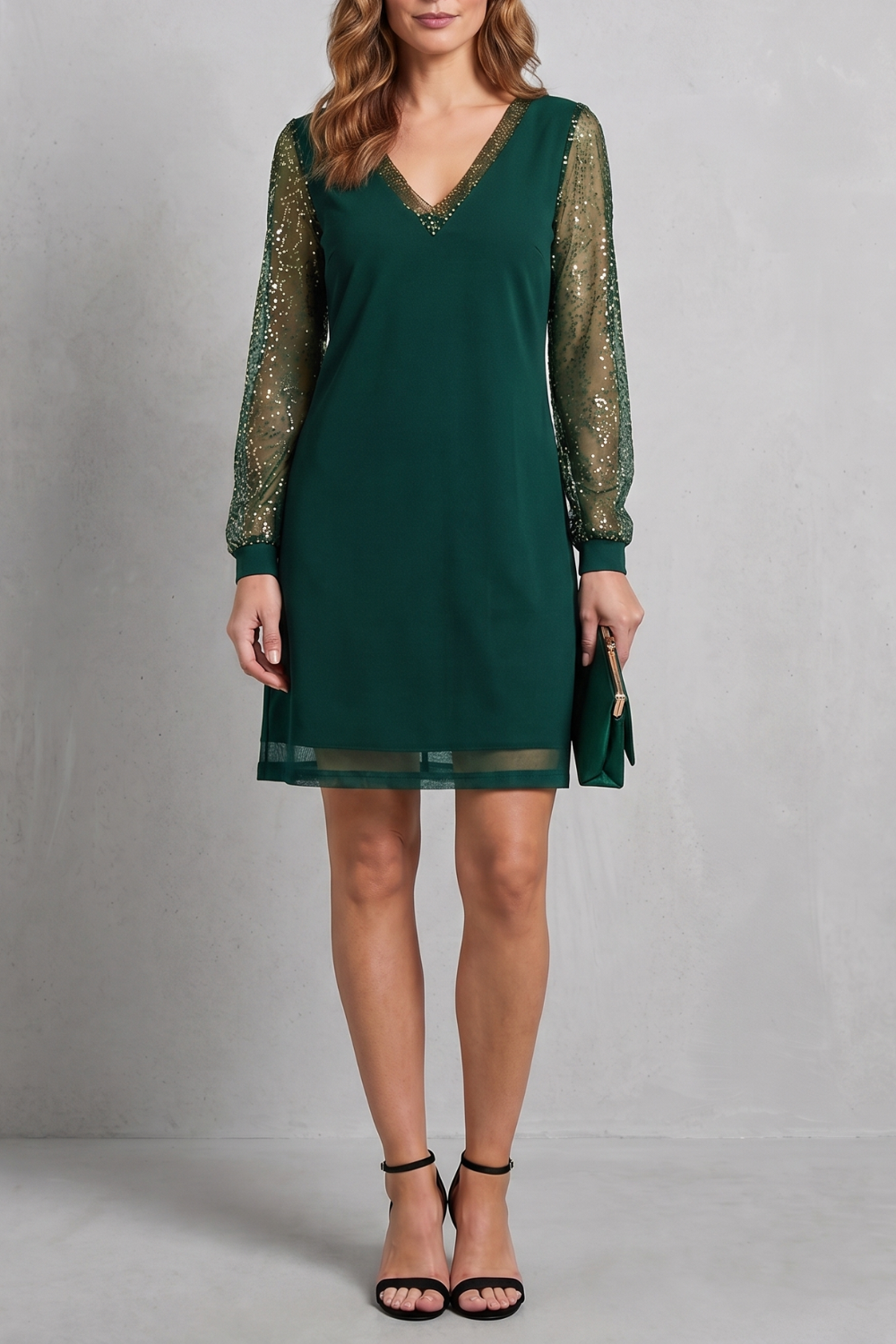 Étoilenne – Manga transparente com brilho – Vestido mini