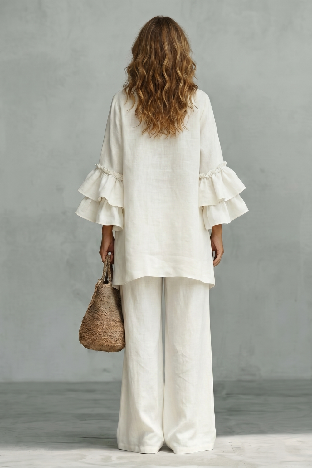 Évienne – Conjunto de calça com mangas bufantes