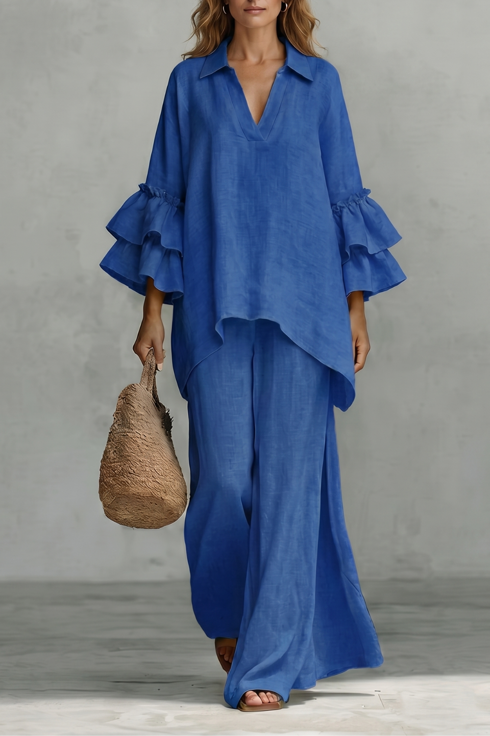 Évienne – Conjunto de calça com mangas bufantes