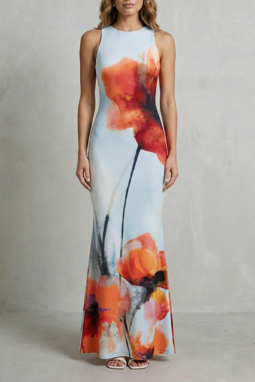 Fiorielle – Estampa floral artística – Vestido longo sereia
