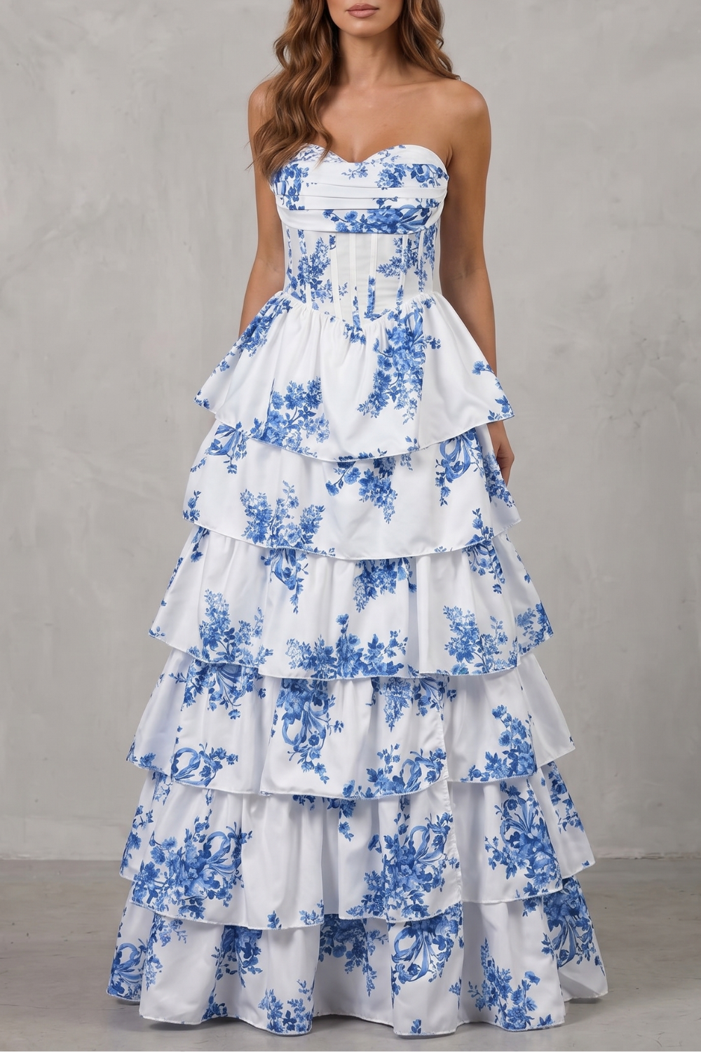 Fleurienne – Couture floral em camadas – Vestido maxi