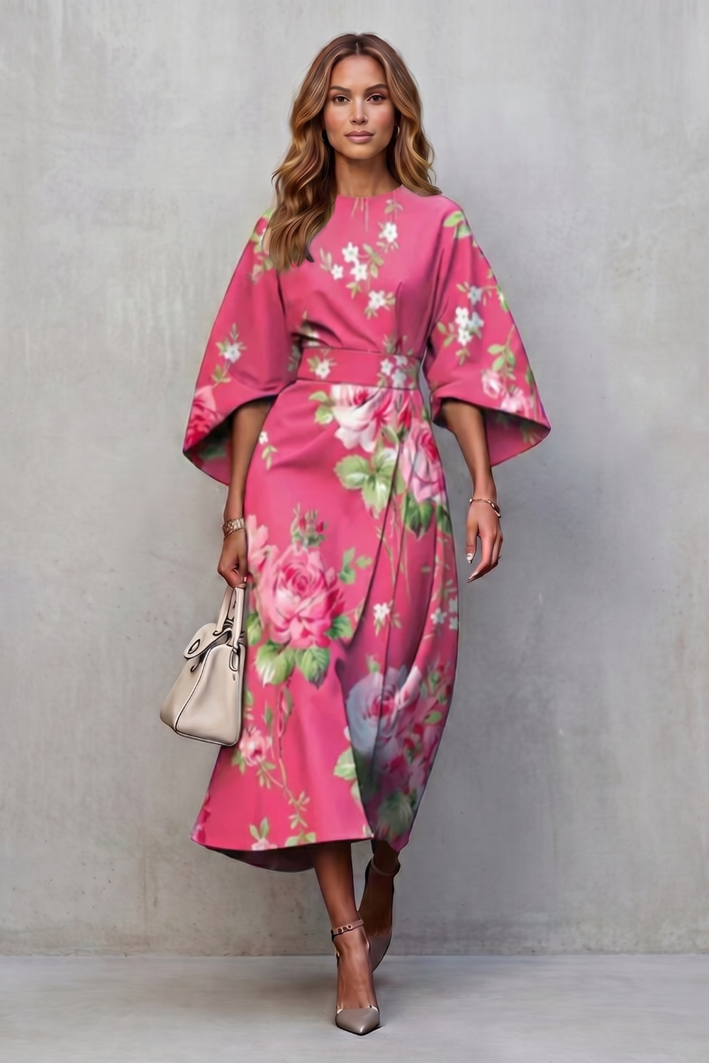 Floravie – Flores aquareladas vibrantes – Vestido midi