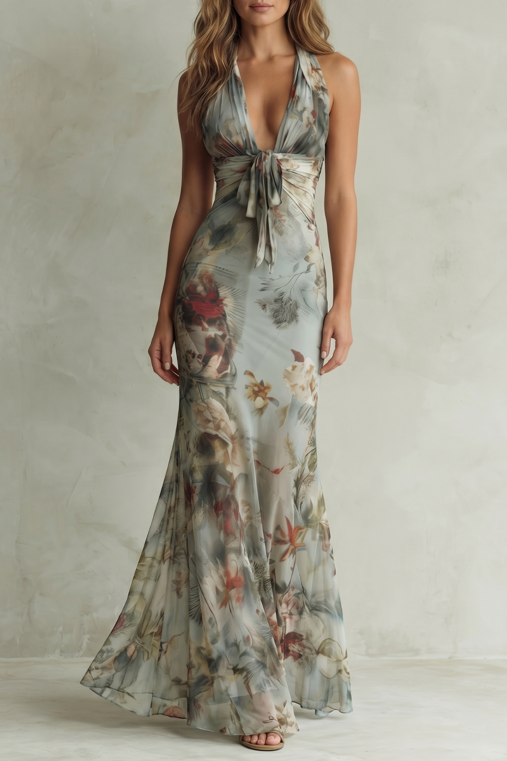 Floravienne – Atraente chiffon vintage – Vestido maxi