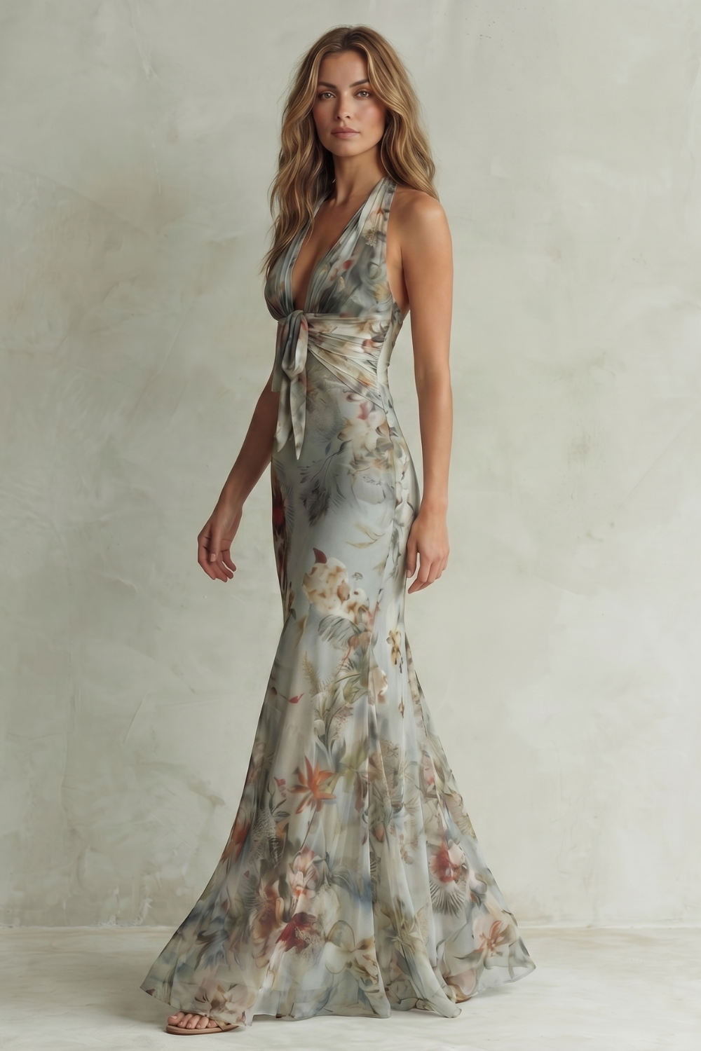 Floravienne – Atraente chiffon vintage – Vestido maxi