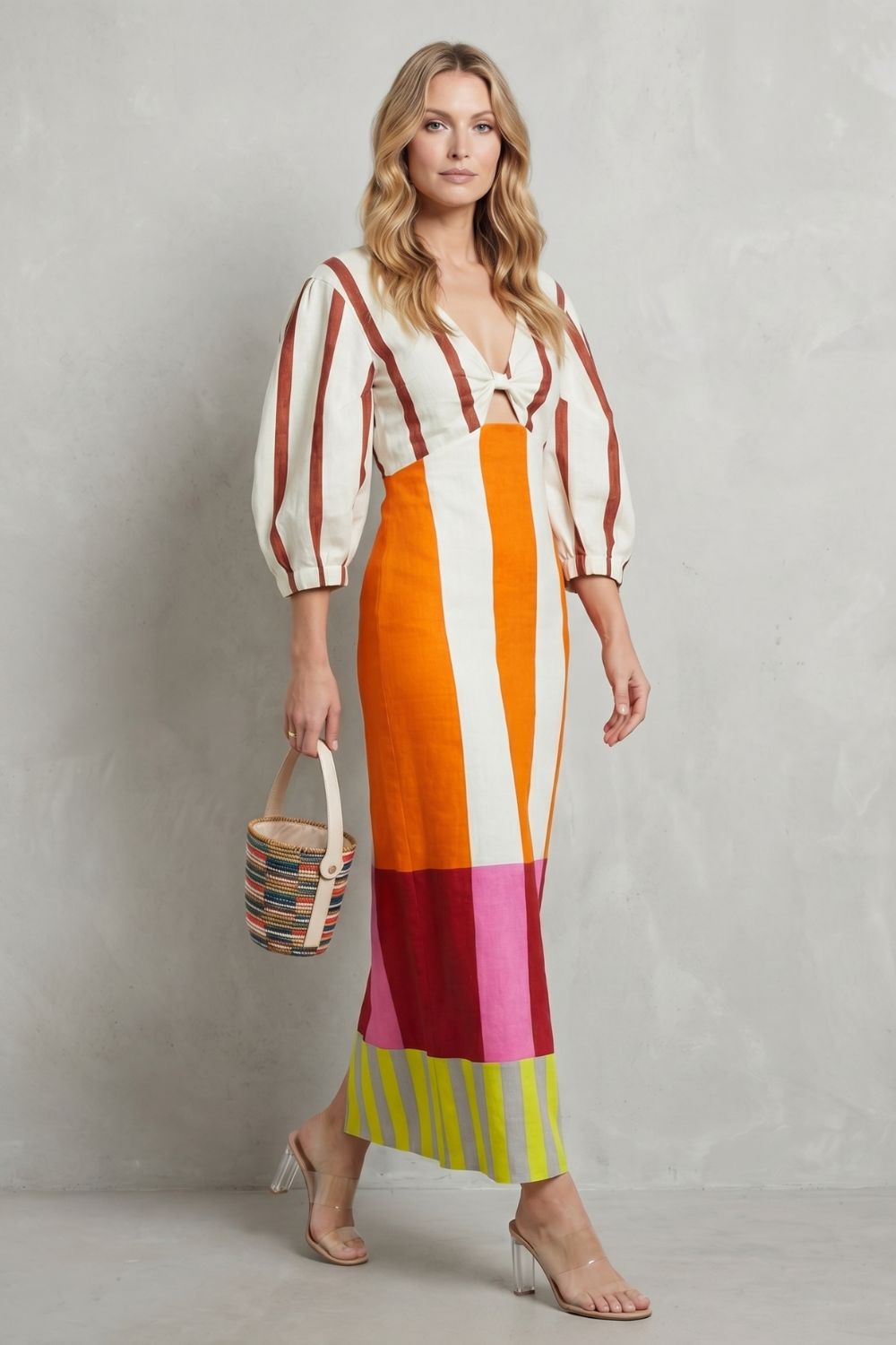 Kayara – Vestido maxi de bloco de cores