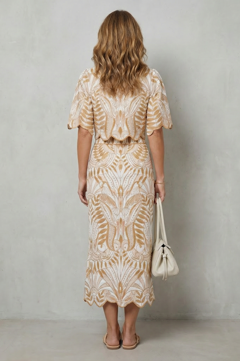 Korréline – Elegância em linho estampado – Conjunto de saia