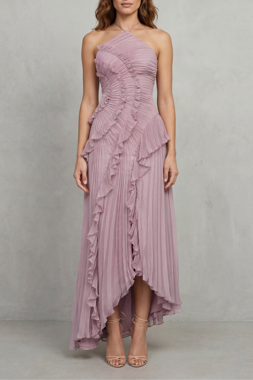 Lavirea – Pregas esculturais – Vestido midi ombro único