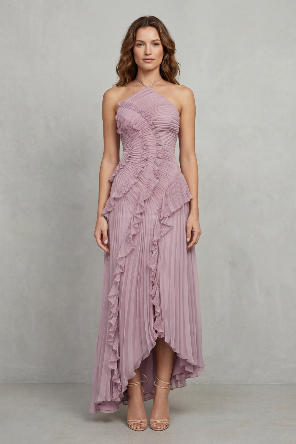 Lavirea – Pregas esculturais – Vestido midi ombro único