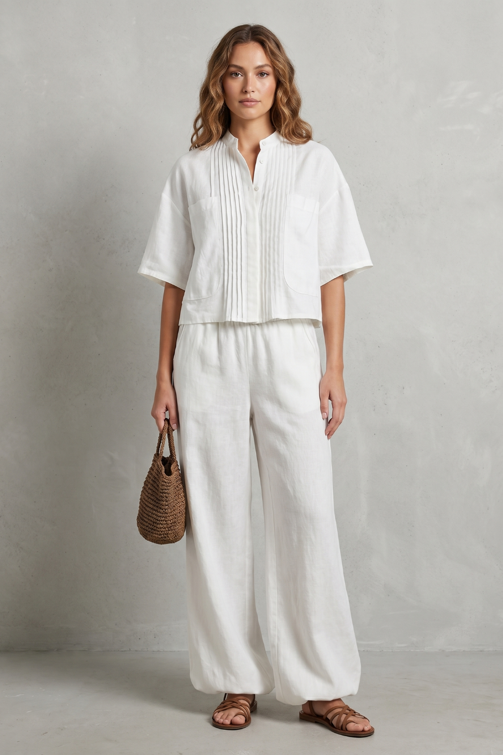 Limeaux – Elegância plissada e leveza – Conjunto de calça