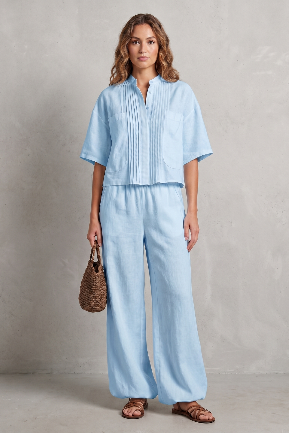 Limeaux – Elegância plissada e leveza – Conjunto de calça
