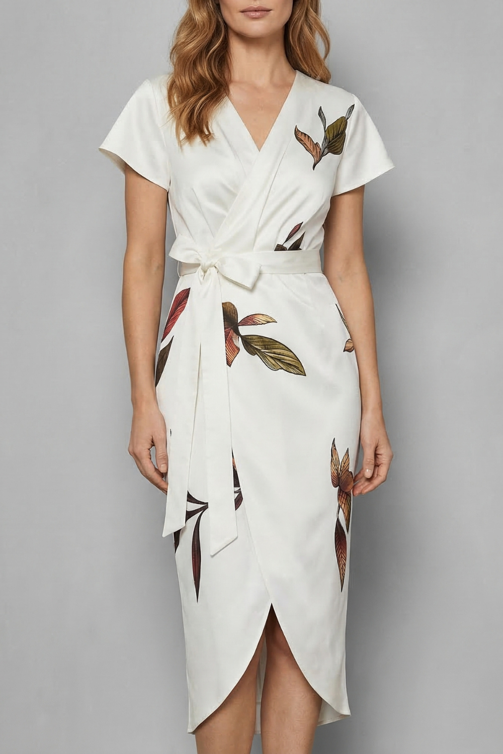Lioravelle – Silhueta transpassada sem esforço – Vestido midi
