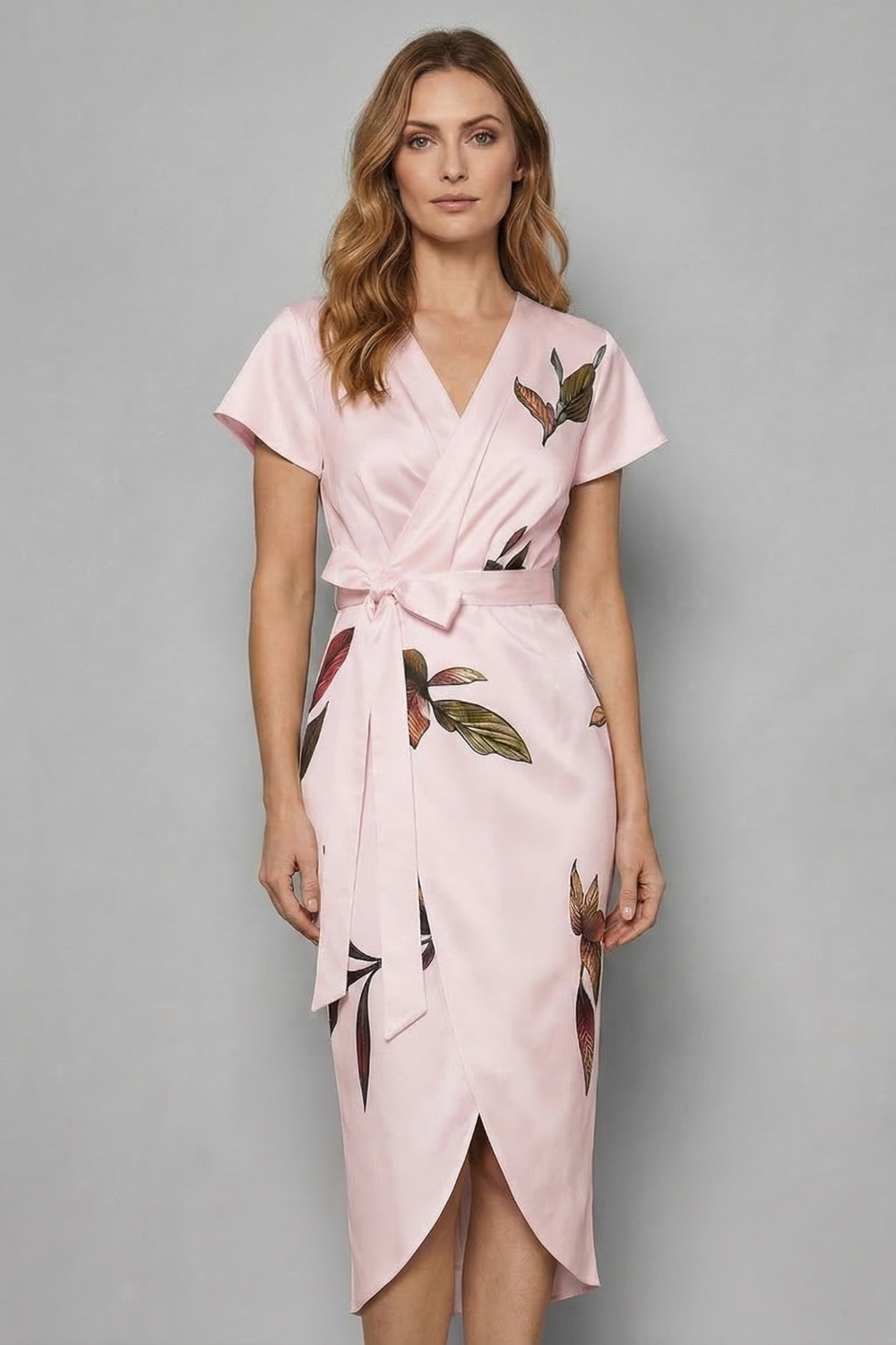 Lioravelle – Silhueta transpassada sem esforço – Vestido midi