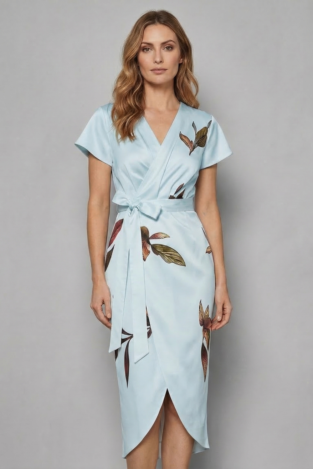Lioravelle – Silhueta transpassada sem esforço – Vestido midi