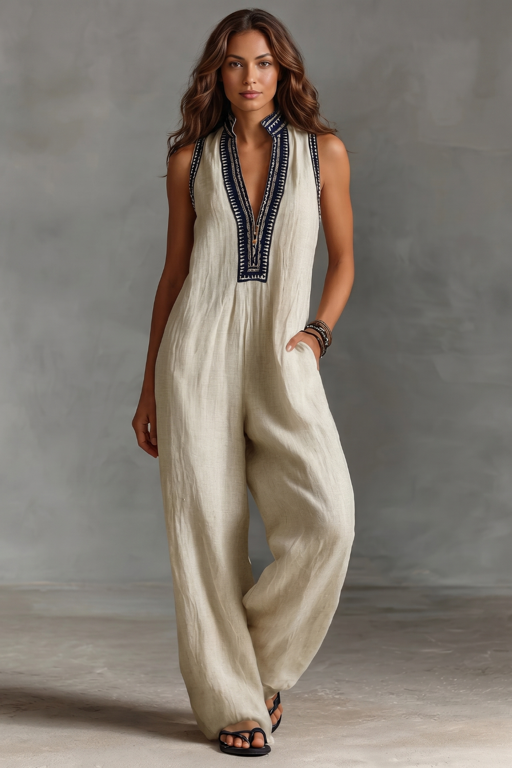 Lorienna – Elegância boho bordada – Macacão