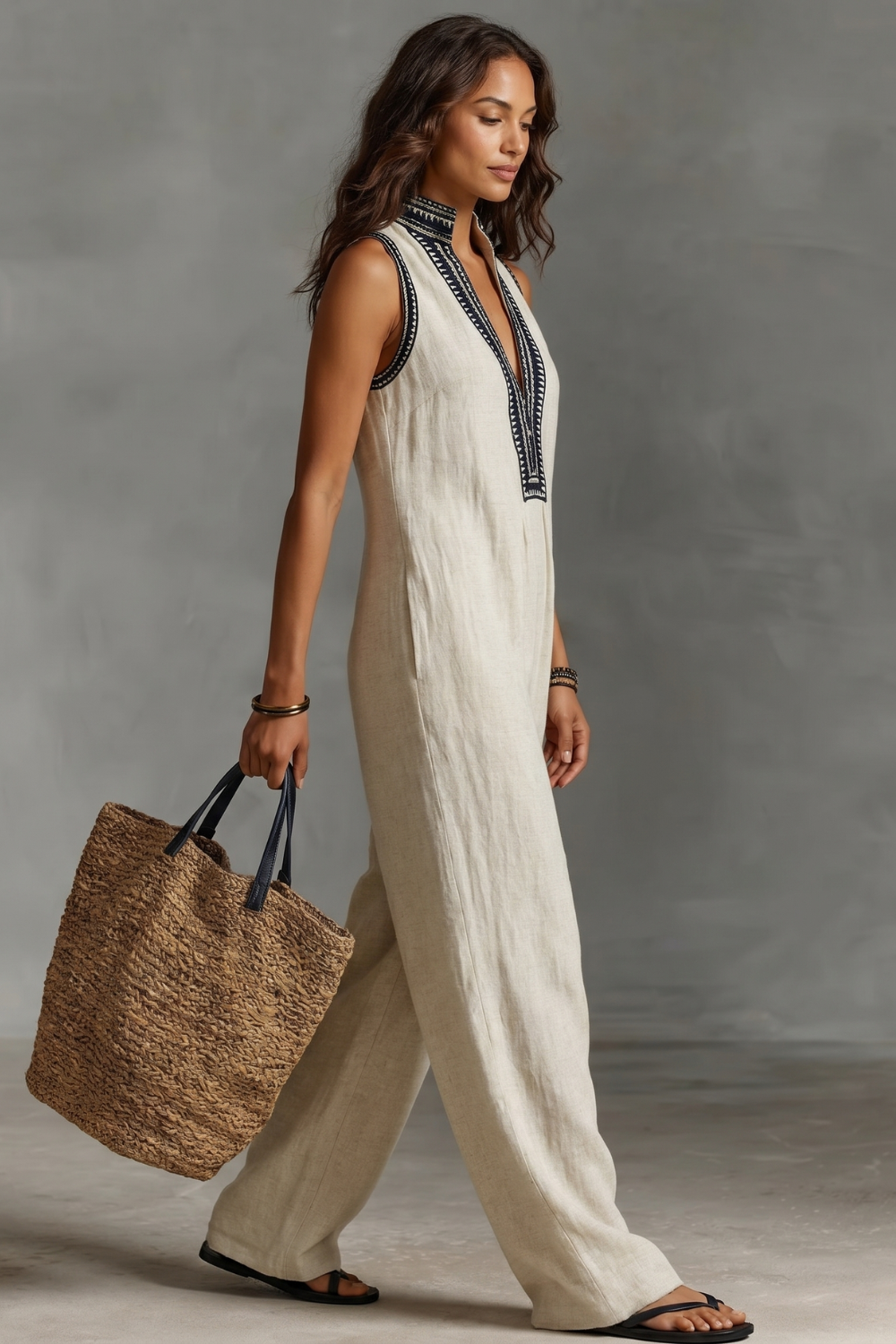 Lorienna – Elegância boho bordada – Macacão