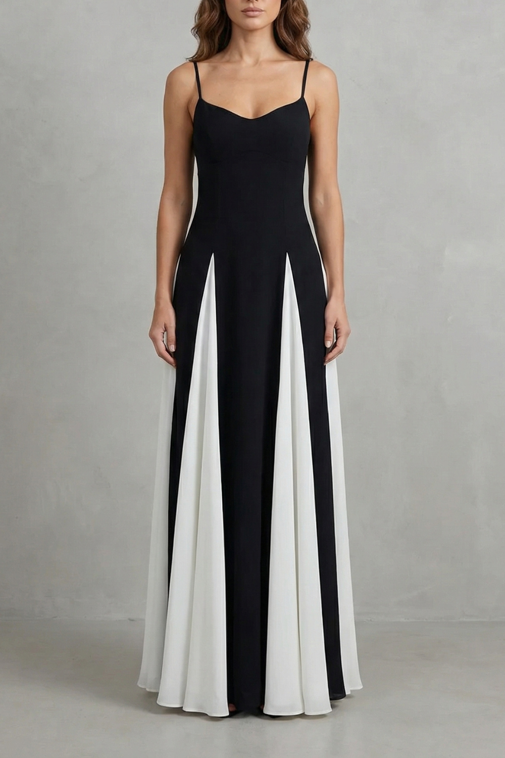 Lovie – Contraste Moderno – Vestido Longo Elegante Feminino